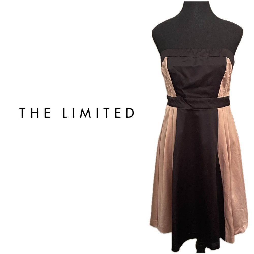 NWT Limited Satin Black Gold Bodice Strapless Cocktail Party Mini Micro Dress 6